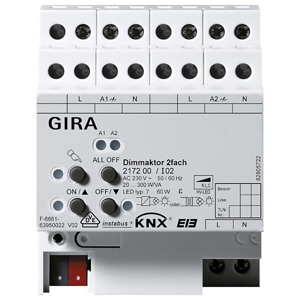 Gira Universal-Dimmaktor 2f. 2x300W KNX/EIB REG 217200